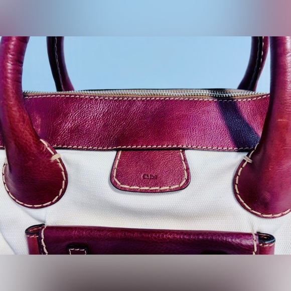 Chloe Brown/Off-White Canvas and Leather Edith Shopper Tote - Picture 4 of 9